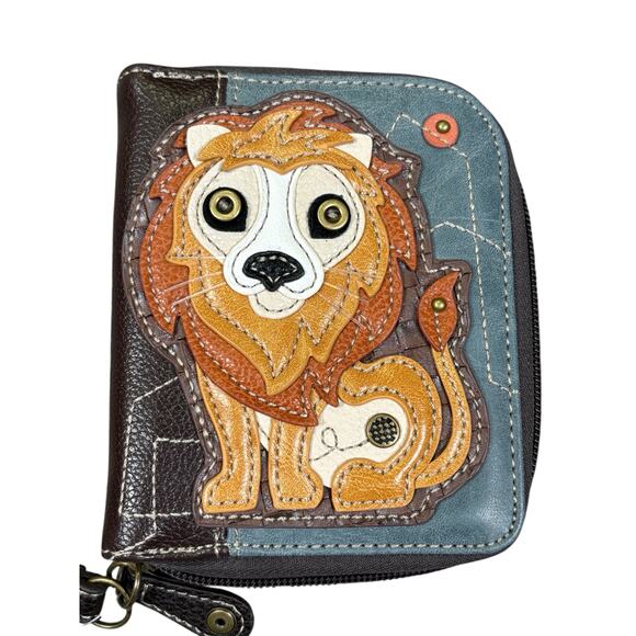 NWT Chala Zip Around Wallet Wristlet 3D Lion Brown Tan Animal Novelty Gift - Picture 2 of 6